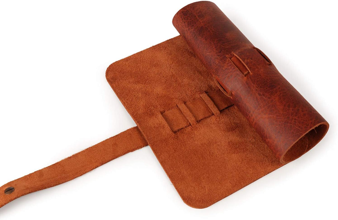 LONDO Etui für Stifte und Bleistifte aus echtem Leder, Braun