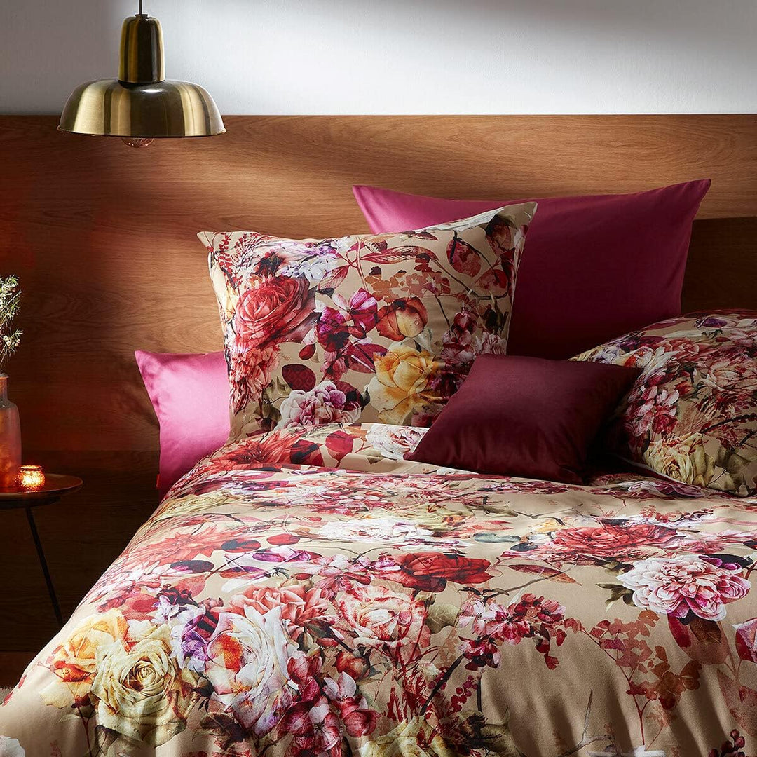 fleuresse Mako-Satin Bettwäsche Bed Art S Rosen Terracotta 1 Bettbezug 155 x 220 cm + 1 Kissenbezug