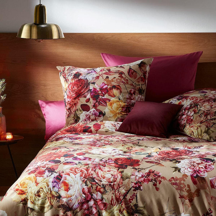 fleuresse Mako-Satin Bettwäsche Bed Art S Rosen Terracotta 1 Bettbezug 155 x 220 cm + 1 Kissenbezug