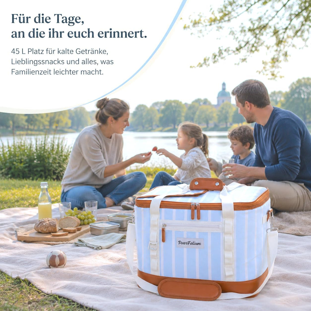 Kühltasche 45L Gross Faltbar XXL Wasserdicht Tragbar Mit Oberklappe Für Strand Camping Auto Picknick