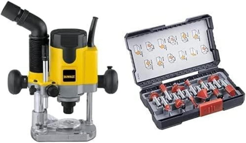 DeWalt 1.100 Watt Oberfräse (Leerlaufdrehzahl 8.000-24.000 min-1, Fräskorbhub 55 mm, max Fräs-ø 36 m