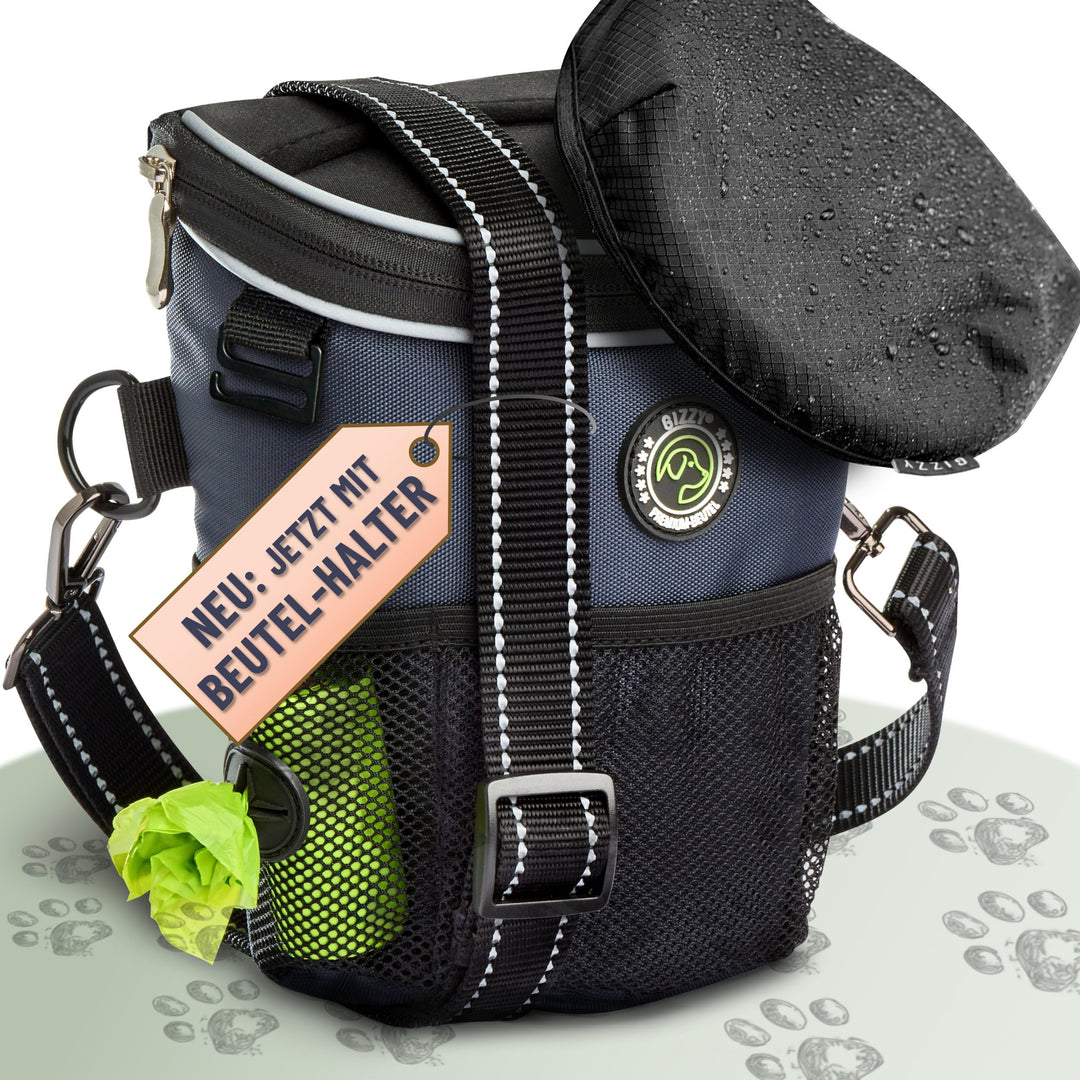 GIZZY® DAS ORIGINAL | Leckerlitasche für Hunde + REGENHAUBE | Leckerlibeutel für Hunde mit praktisch