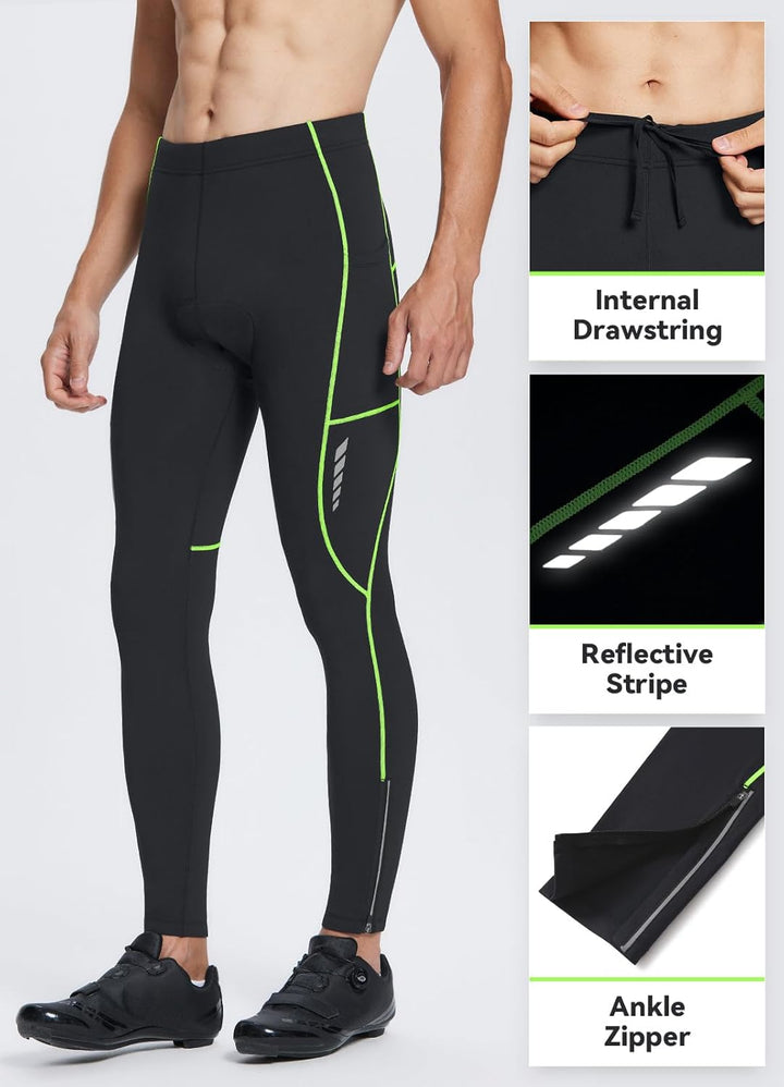 BALEAF Herren Fahrradhose lang 3D gepolsterte Leggings Radsport Lange Hosen Fleeced Flare Radhose La