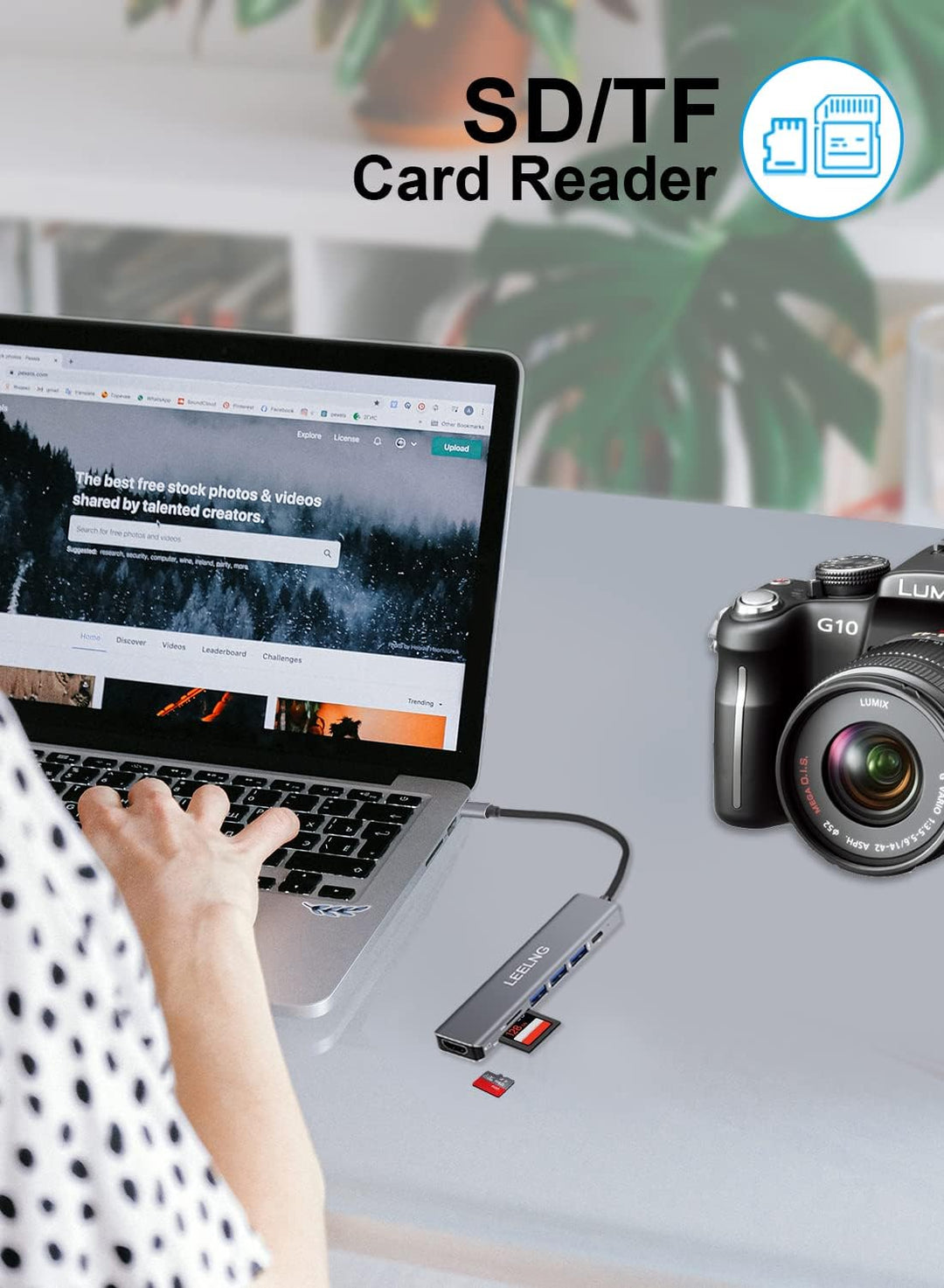 FITLONG 7-in-1 USB C Hub für MacBook, 4K HDTV, SD/TF-Kartenleser, USB C Docking Station für Computer