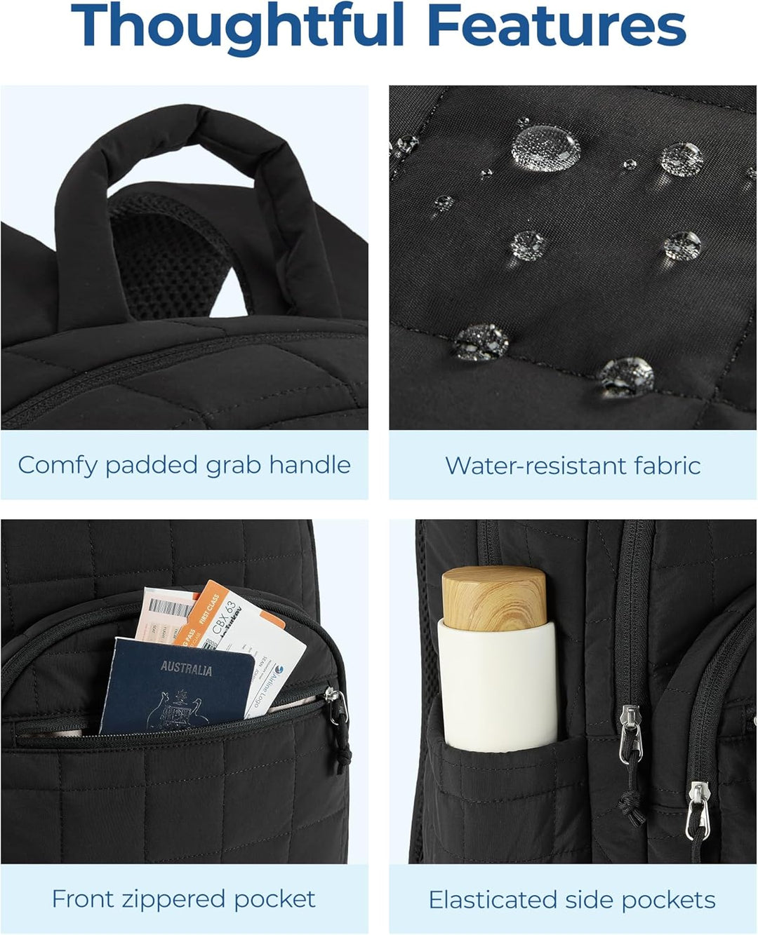 bagsmart Laptop Rucksack für Frauen, Reiserucksack Schulrucksack Teenager Gesteppter Tagesrucksack,