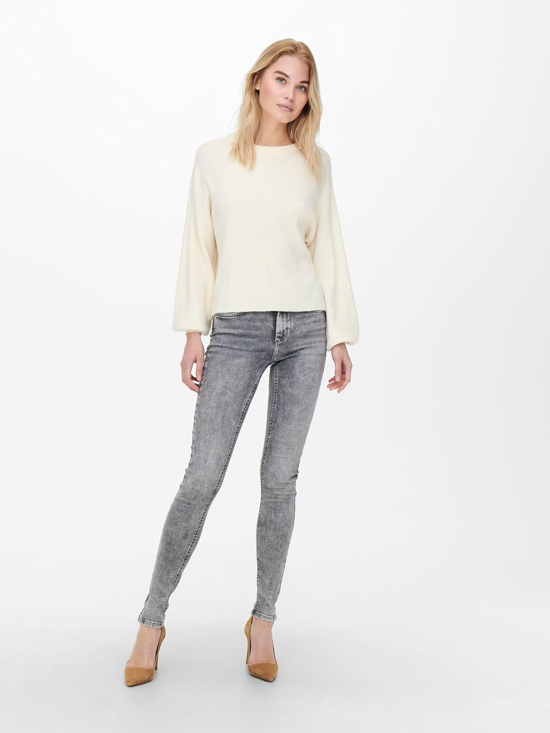 ONLY Female Skinny Jeans ONLBLUSH Mittlere Taille Skinny Fit Jeans XS Light Grey Denim, XS Light Gre