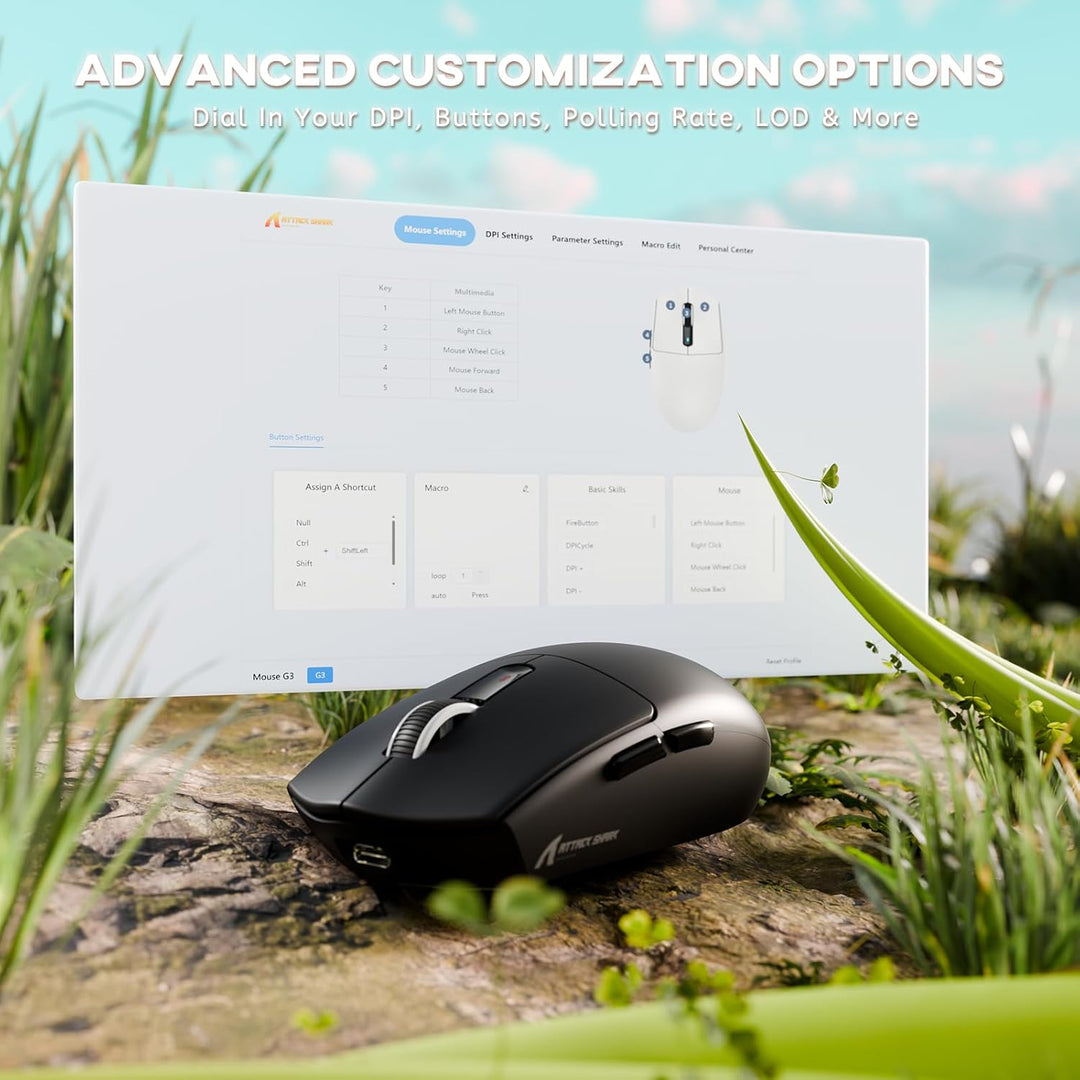 ATTACK SHARK G3 Kabellose Gaming-Maus, 25000 DPI, PAW3311-Sensor, 59g Superlight G305 Gamer-Mäuse, 8