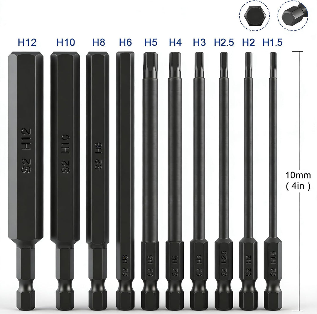 CYLBAQ 20 teilig 100mm Hex Schraubendreher Bits Set,1/4" Allen Key Magnetische S2 Hexagon Innensechs