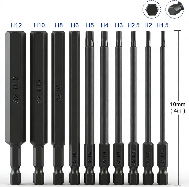 CYLBAQ 20 teilig 100mm Hex Schraubendreher Bits Set,1/4" Allen Key Magnetische S2 Hexagon Innensechs
