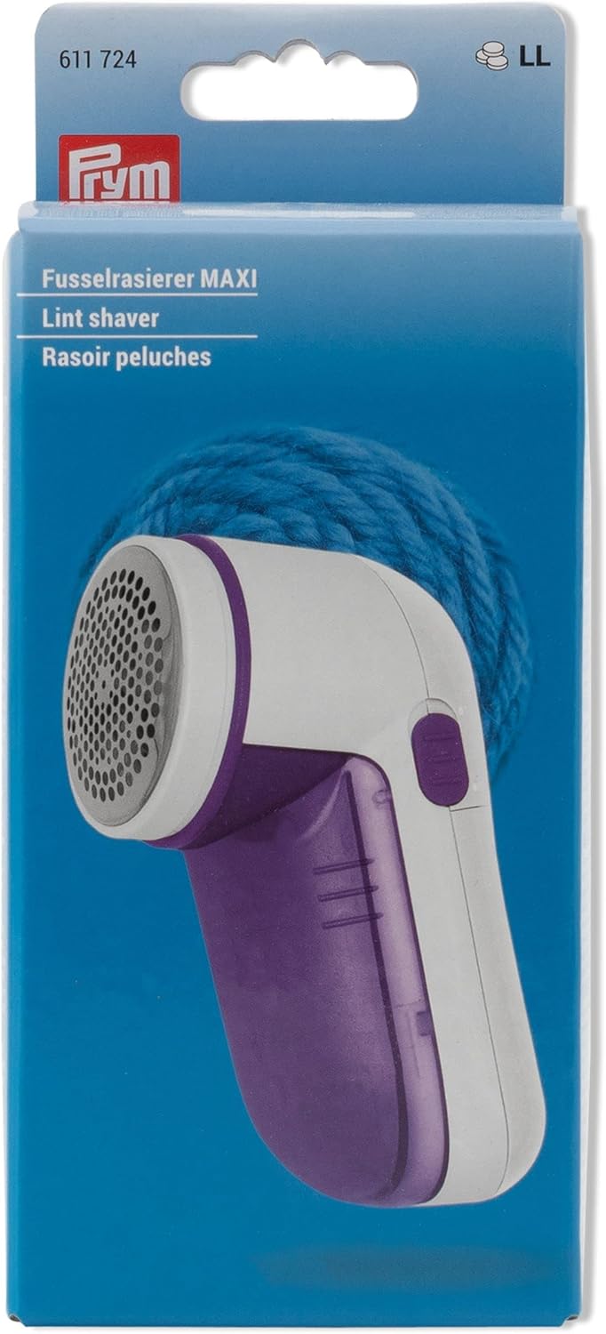 Prym - Prym Plastik Metall Lila/Weiss Batteriebetriebener Maxi-Fusselentferner und Stoffrasierer für