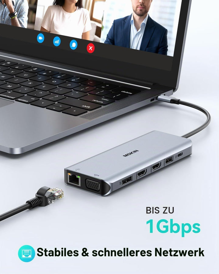 USB C Docking Station 4 Monitors, Triple Display Dock, 13 in 1 Laptop Docking Station mit 2 HDMI 4K@