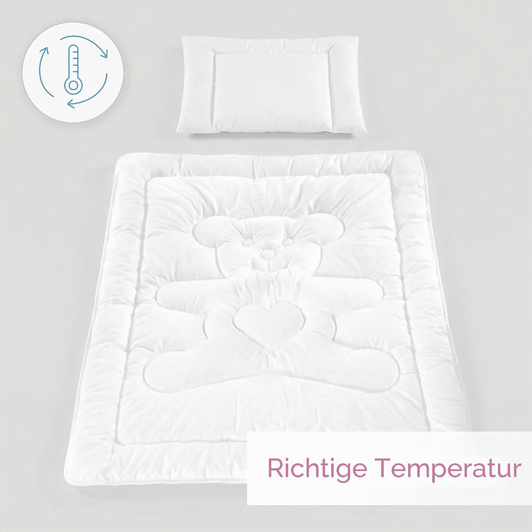 Baby Comfort Gesteppte Bettdecke und flaches Kissenfüllungs-Set, für alle Jahreszeiten, Kinderbett,
