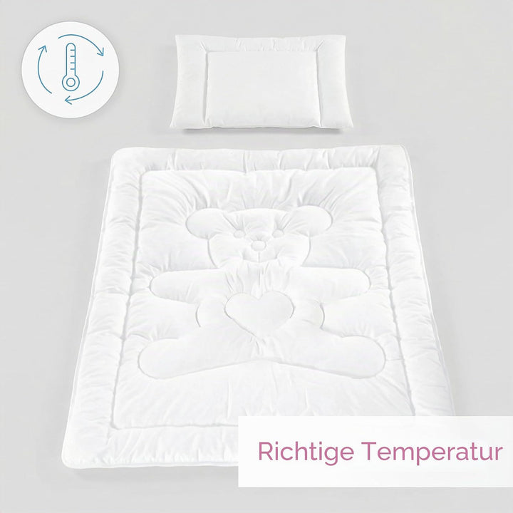 Baby Comfort Gesteppte Bettdecke und flaches Kissenfüllungs-Set, für alle Jahreszeiten, Kinderbett,