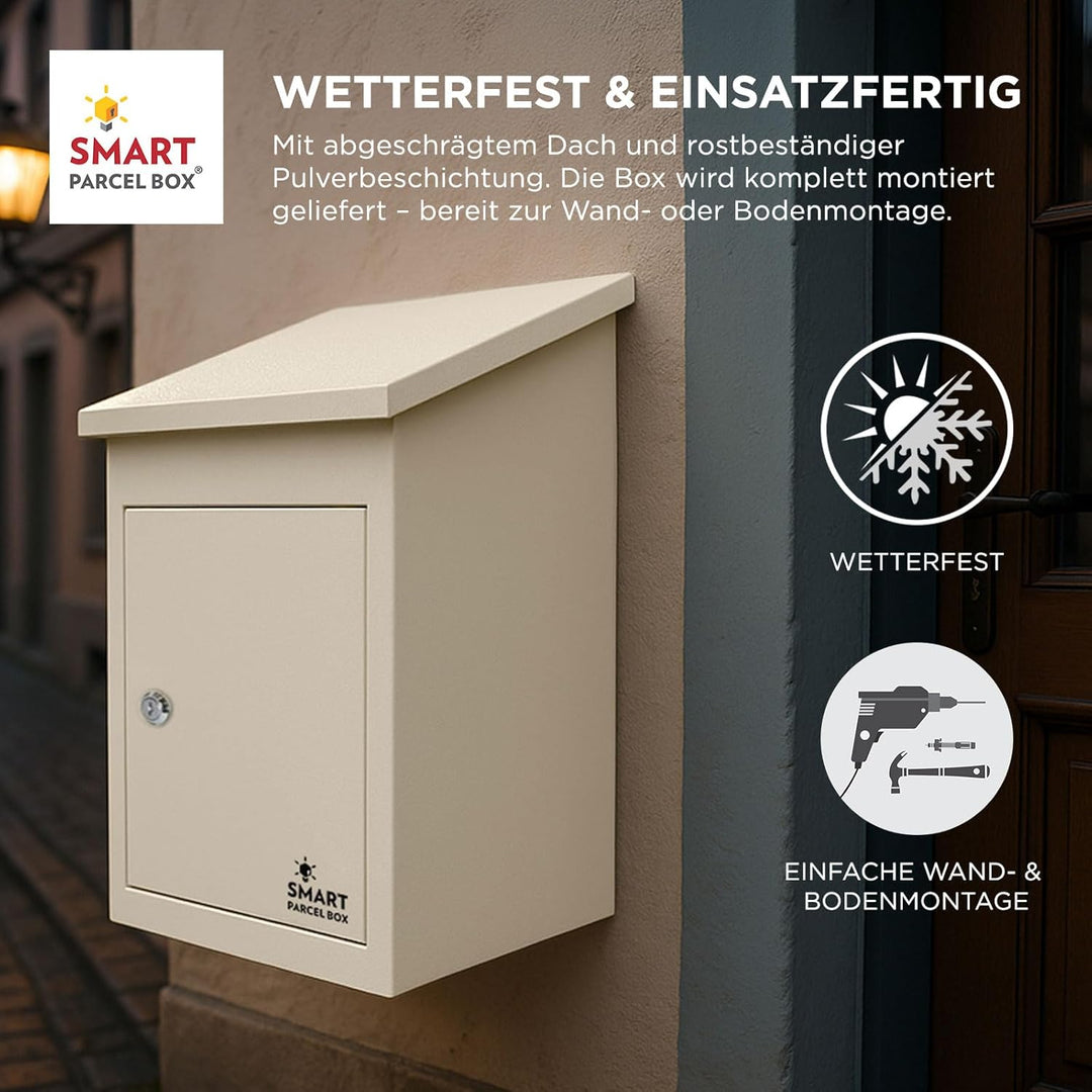 Smart Parcel Box, mittelgrosser Paketbriefkasten mit Paketfach und Briefkasten, sicherer Paketkasten