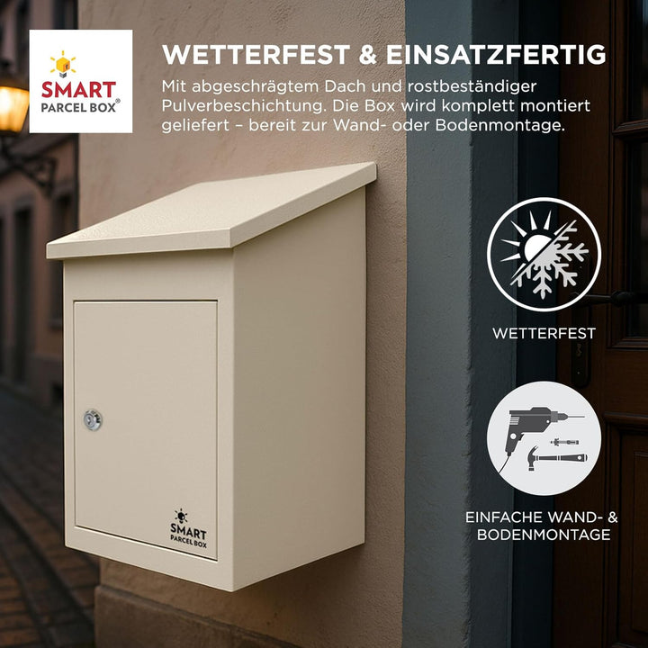 Smart Parcel Box, mittelgrosser Paketbriefkasten mit Paketfach und Briefkasten, sicherer Paketkasten