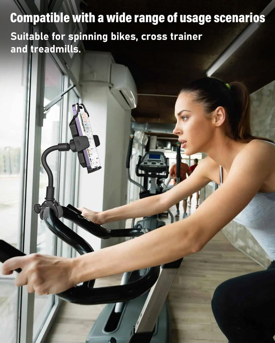 woleyi Hometrainer Handyhalterung, Schwanenhals Handy Lenkerhalterung für Laufband Heimtrainer Cross