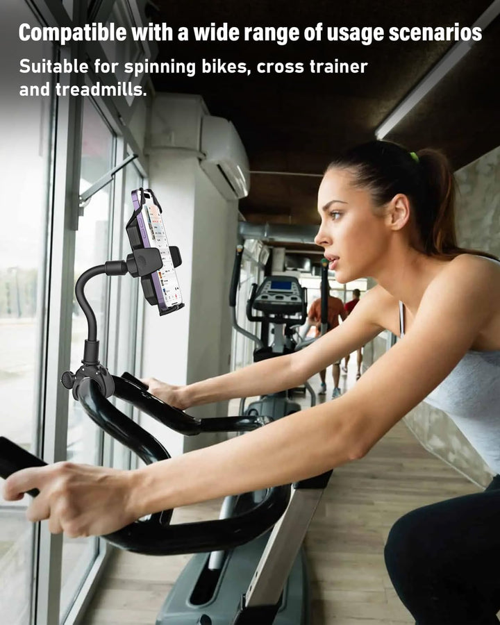 woleyi Hometrainer Handyhalterung, Schwanenhals Handy Lenkerhalterung für Laufband Heimtrainer Cross