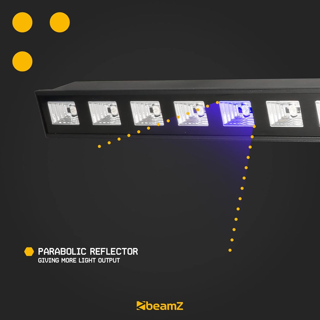 BeamZ BUV93 Schwarzlichtlampe, Schwarzlicht Lampe, UV Strahler, LED Schwarzlicht Party Bar mit hoher