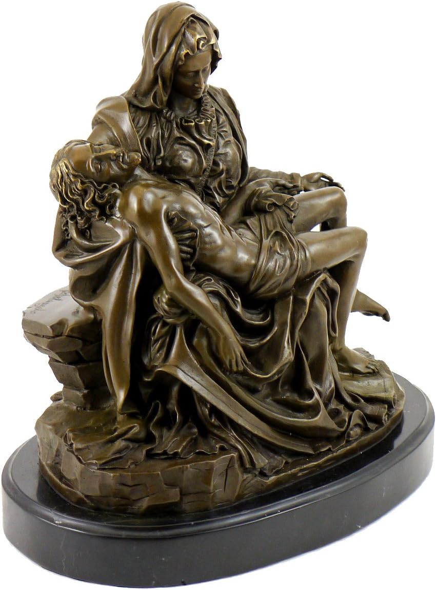 Kunst &amp; Ambiente - Römische Bronzefigur - Pietà (1499) - signiert - Michelangelo Skulptur - Echte Br