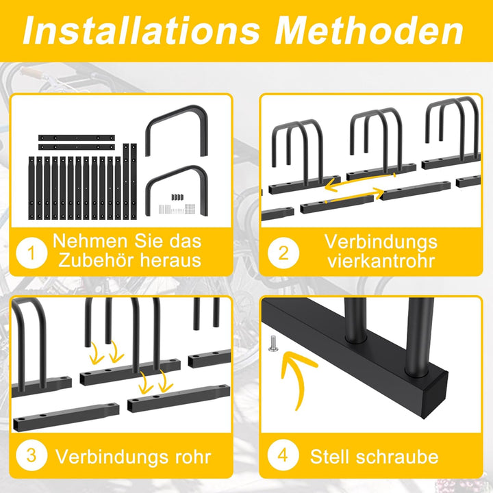 Fahrradständer für 2 Fahrräder | Stahl-Multi-Aufstellständer | Rostfreier Ständer für Mountainbike,