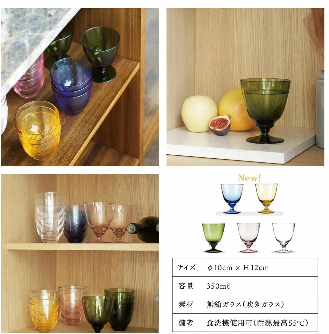 Holmegaard Glas mit Fuss 35 cl Flow aus mundgeblasenem Glas für Getränke, blau, Blau