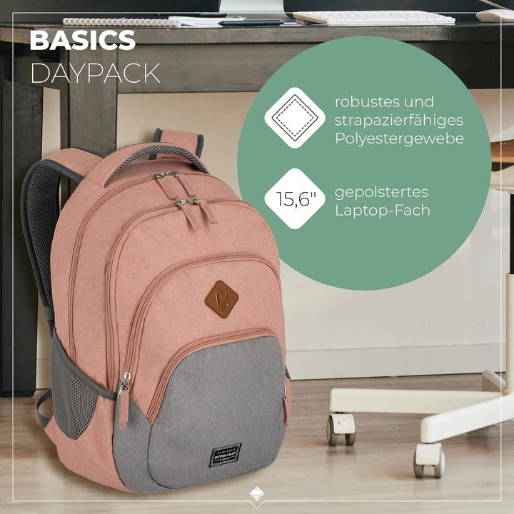 Travelite Handgepäck Rucksack, Laptop Rucksack 15,6 Zoll, BASICS, Daypack, Tagesrucksack mit vielen
