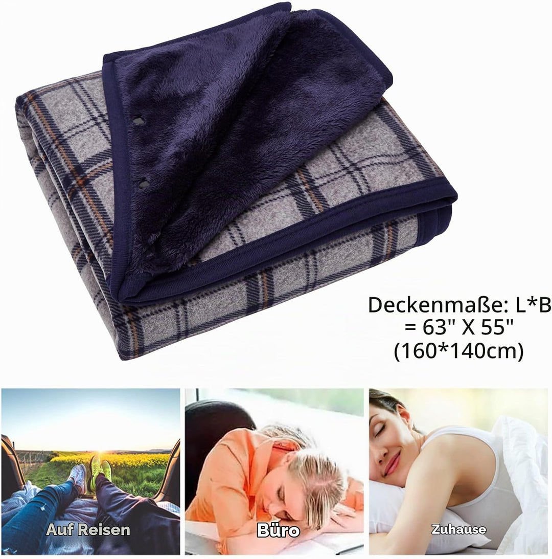 SIVENKE Damen Poncho Fleece Tragbare Decke, Karierte Schossdecke Bequemer Poncho Plüschdecken Überwu