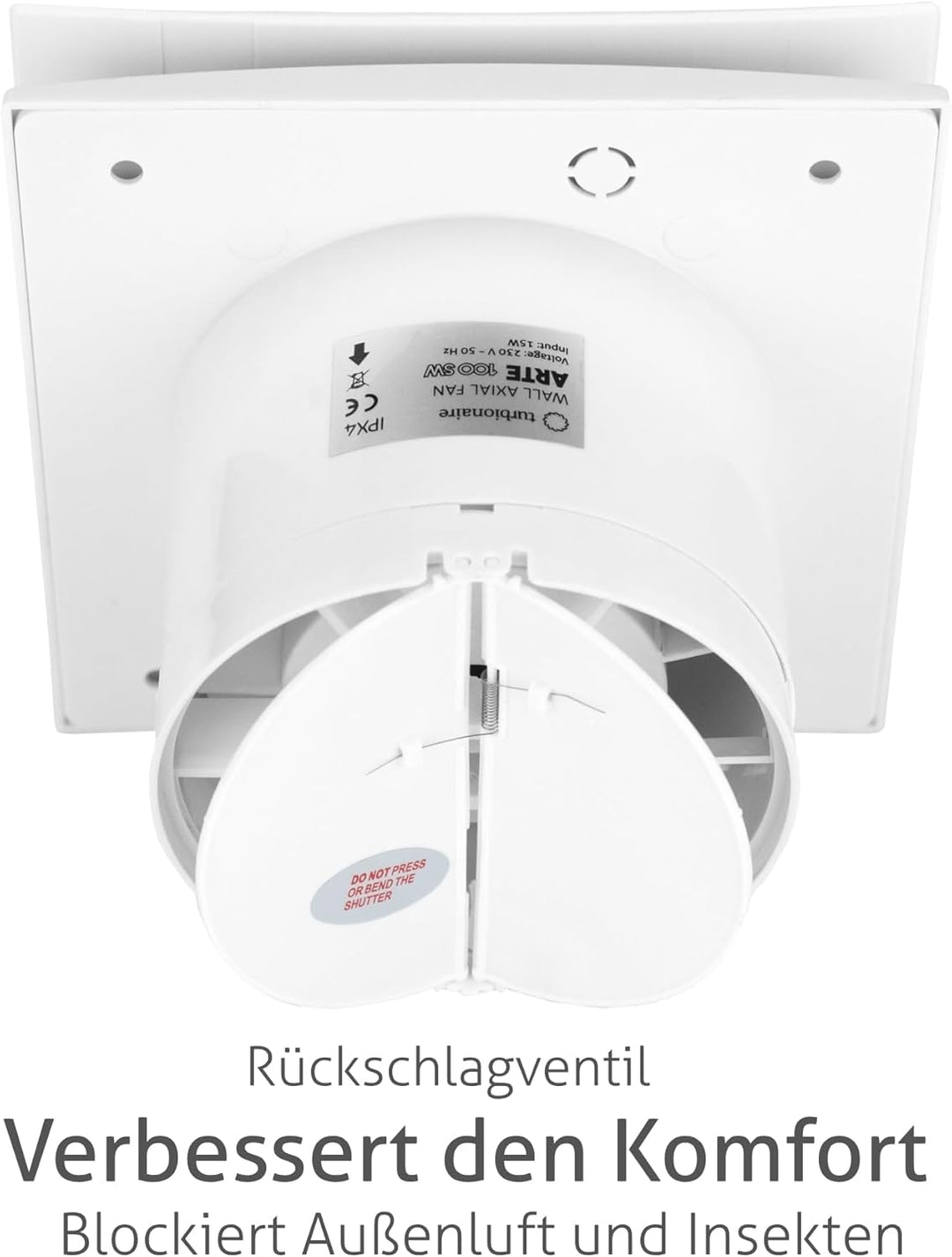 Turbionaire Arte 100 TW Bad Ventilator Timer 100mm Weiss für die Evakuierung Standard für Bad, Küche