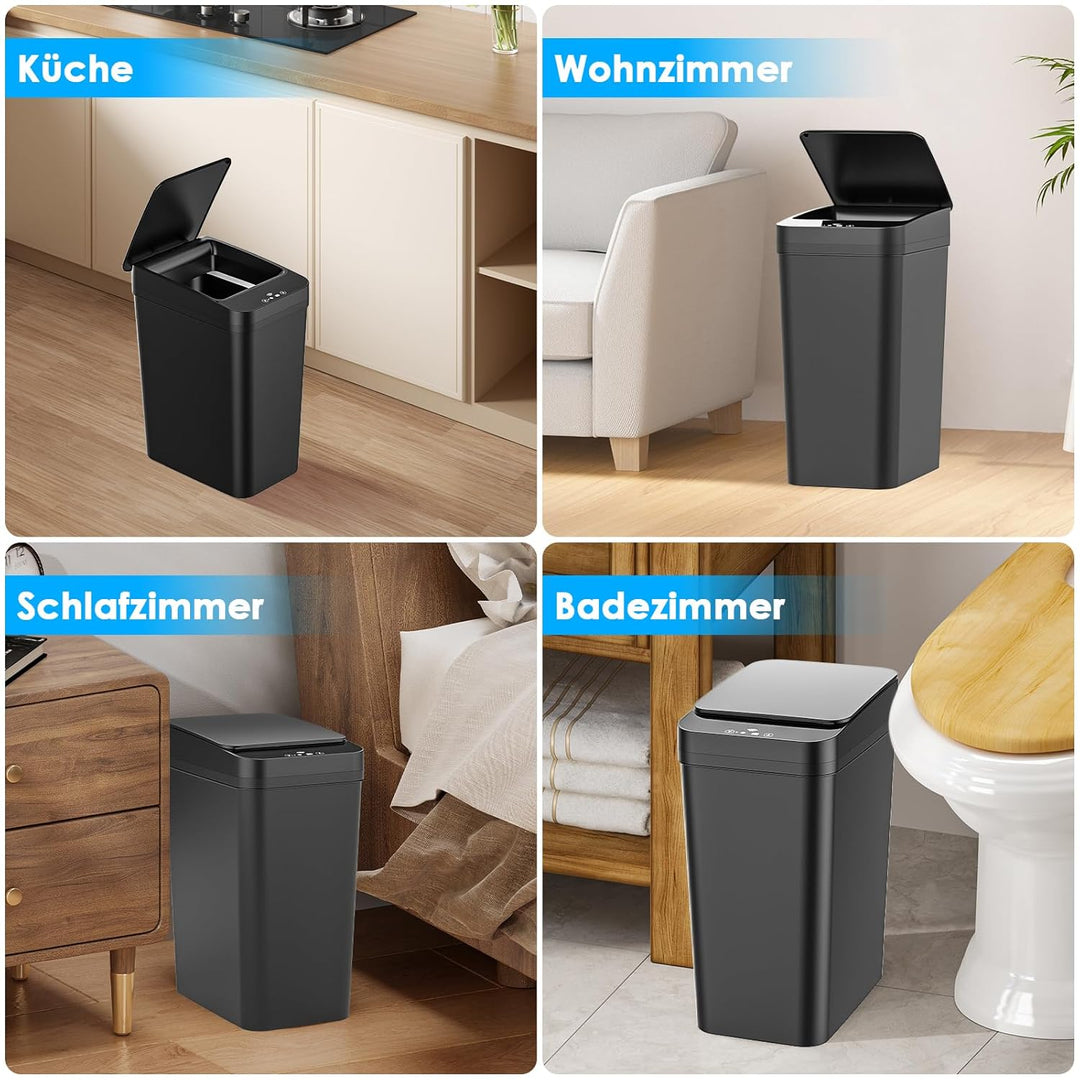 Dreamhigh® 2er Set Mülleimer mit Sensor, 12L Elektrischer Mülleimer mit Automatischem Deckel, Smart