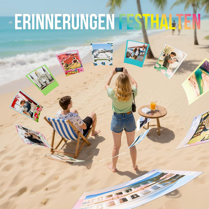 Nelko Fotodrucker PP01 Farbe Tragbarer Mini Fotodrucker für Smartphone mit 20 Fotopapier, Tintenstra