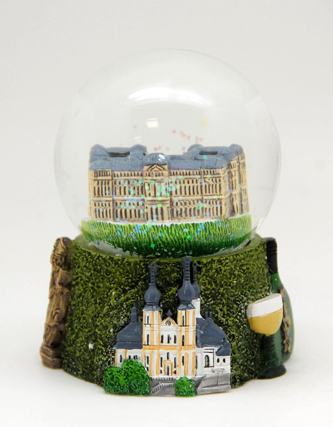 2er Set süsse Souvenir-Schneekugeln Würzburg Festung Marienberg Residenz Bocksbeutel, Durchmesser 45