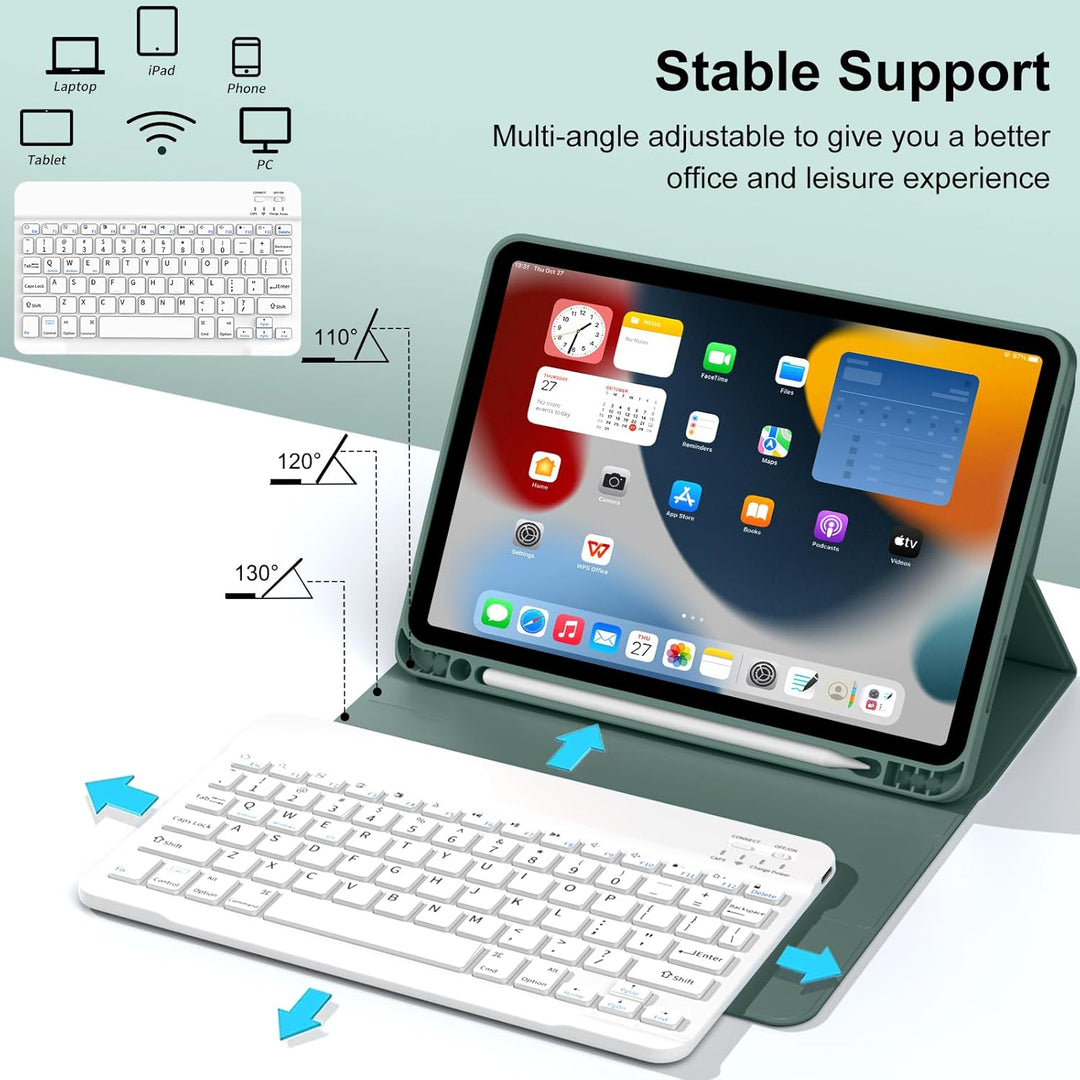 JKSML Tastatur Hülle für iPad 10 Generation 10,9 Zoll 2022, iPad 10. Gen Tastatur Hülle mit Pencil H