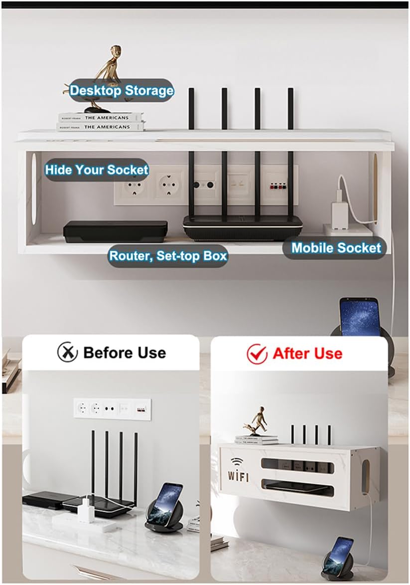 Router Schrank, WiFi Box, Aufbewahrungsbox für Verstecken Kabel, Regal, TV Kabel Organizer Wand Mont