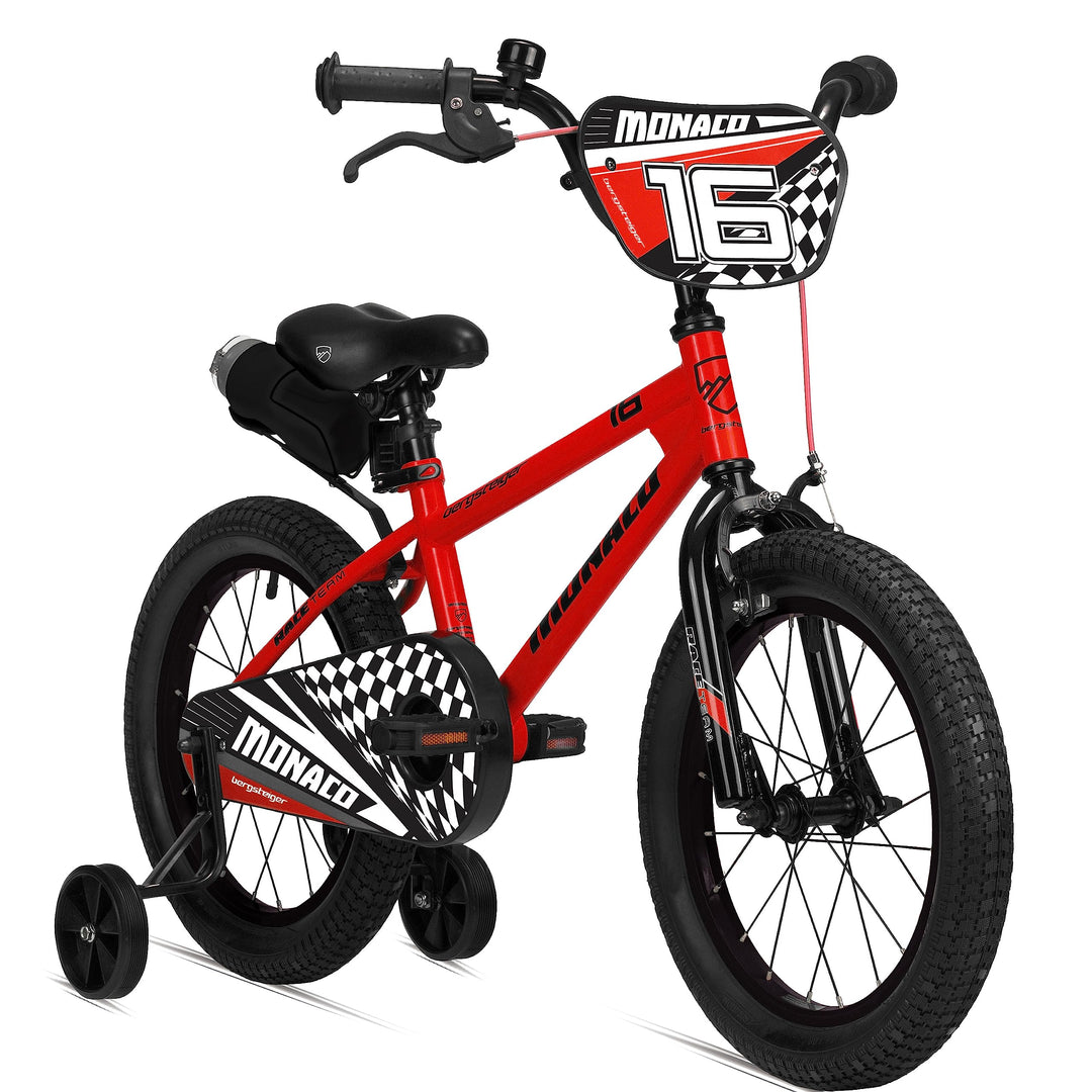 Bergsteiger Monaco 16 Zoll Kinderfahrrad, geeignet für 4, 5, 6 Jahre, BMX, Stützräder, Rücktrittbrem