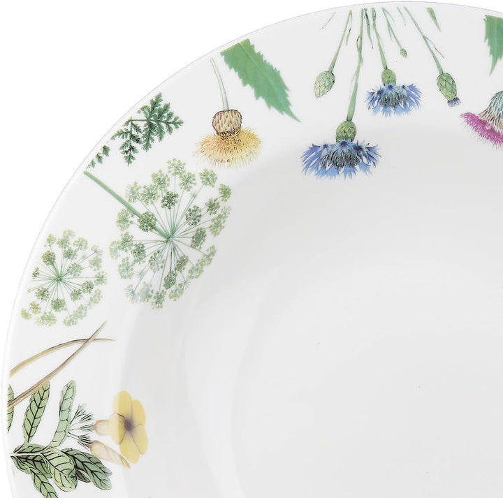 GILDE Suppenteller Wild Flowers, Porzellan, weiss, rund, 23 cm Durchmesser, Blumendesign & Schmetter