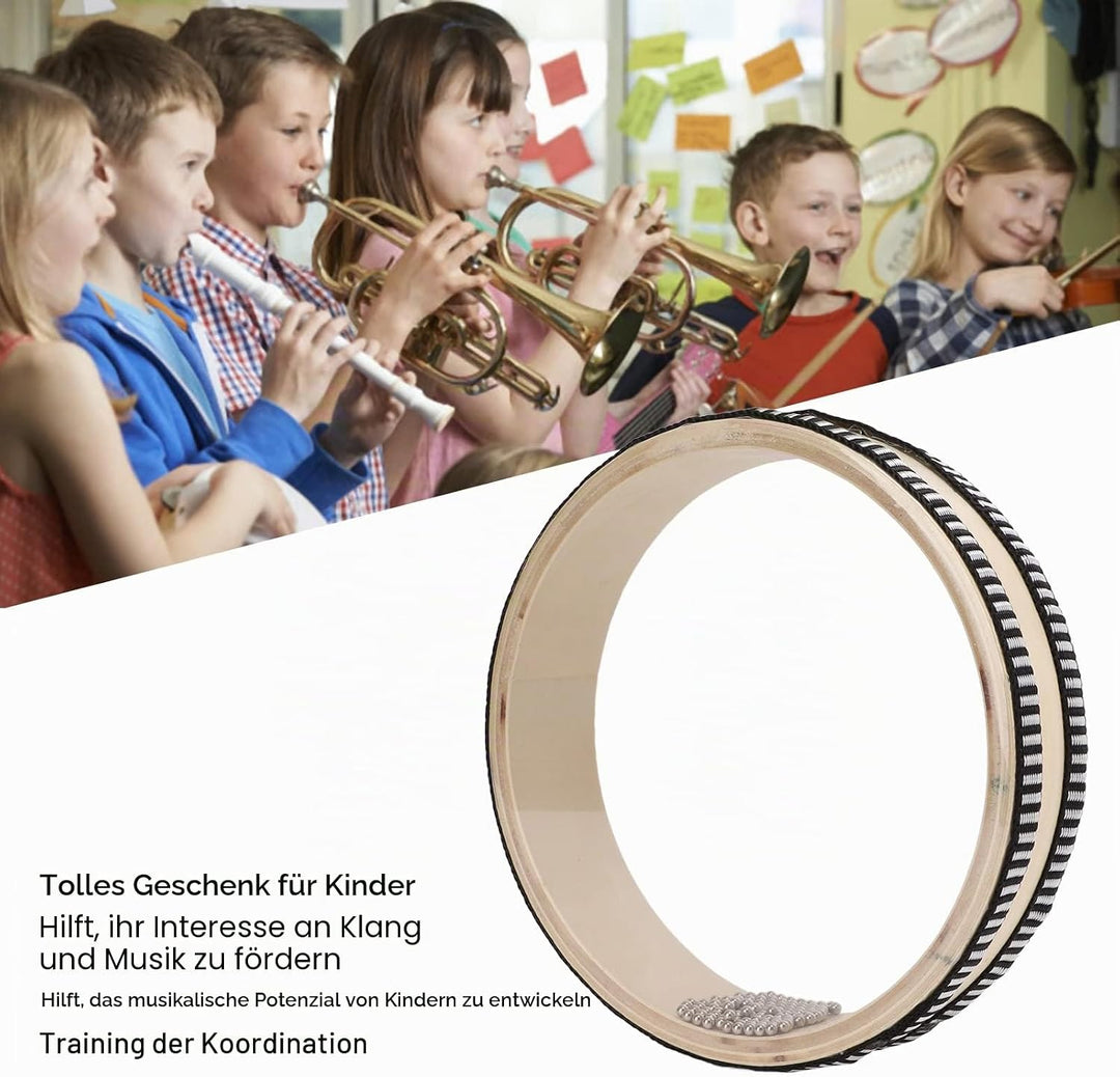Asixxsix Ocean Drum, 6,1 Zoll Kleine Tragbare Sea Drum Wave Bead Handtrommel mit Ahornholzschale Oce
