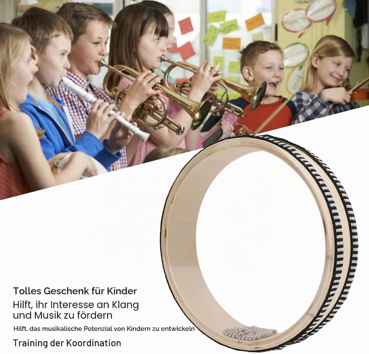 Asixxsix Ocean Drum, 6,1 Zoll Kleine Tragbare Sea Drum Wave Bead Handtrommel mit Ahornholzschale Oce