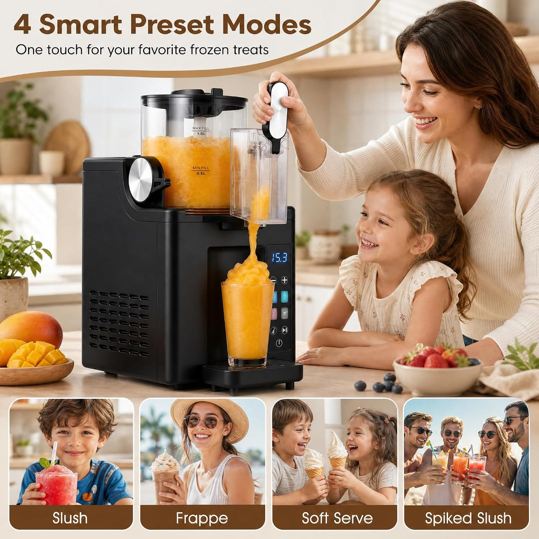 LIFEZEAL Slush Maschine, 1,5 L Softeismaschine mit 220 W Kompressor | Eismaschine für Slushies, Cock