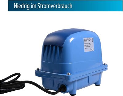 AquaForte AP-60 Luftpumpe, 38 Watt, Max. Druck 3,5 m, Geeignet für Pools und Teiche bis zu 36m3, Fis