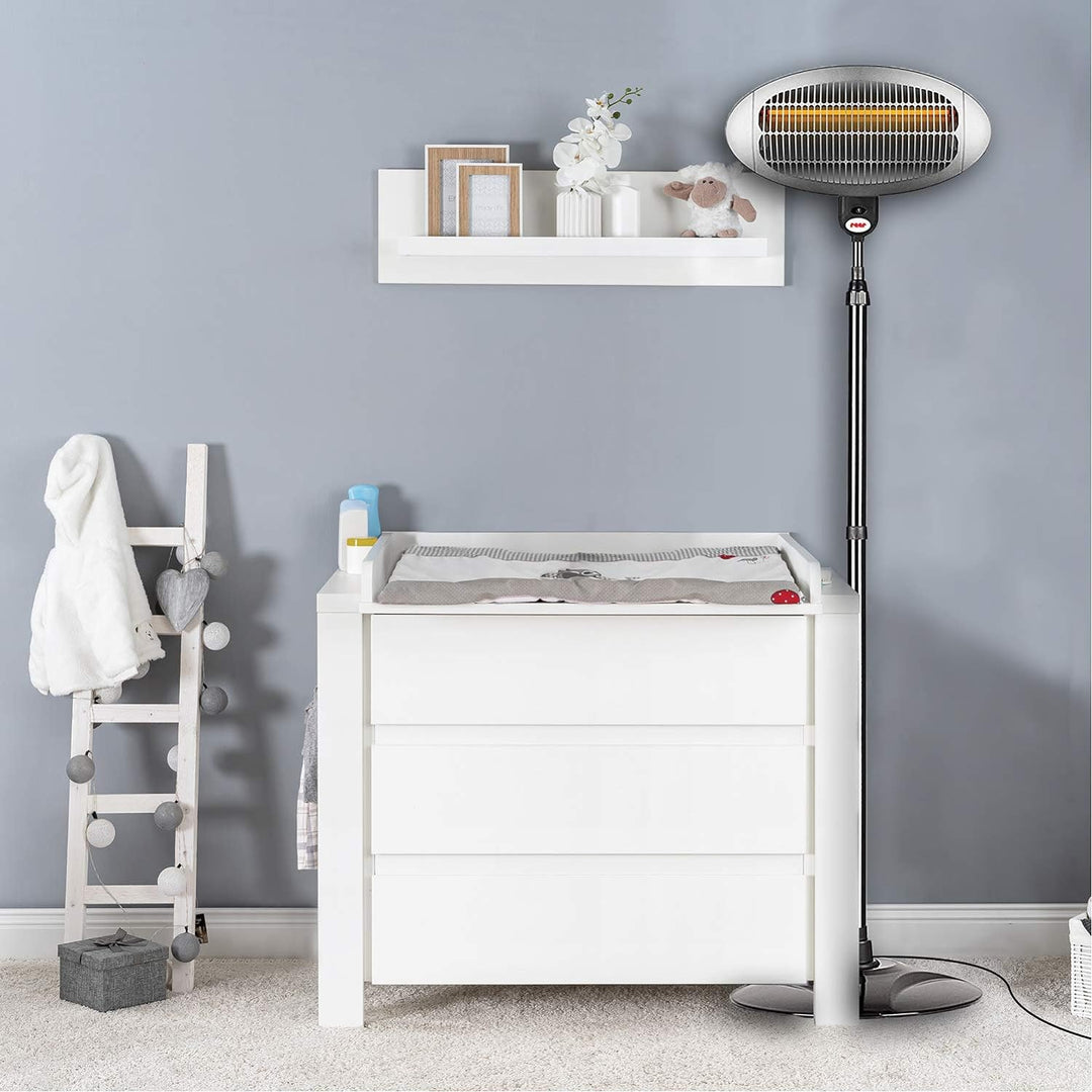 reer Wickeltischstrahler mit Standfuss, 650 Watt, Heizstab mit Splitterschutz