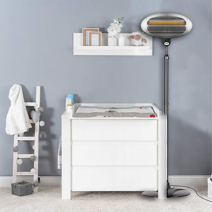 reer Wickeltischstrahler mit Standfuss, 650 Watt, Heizstab mit Splitterschutz