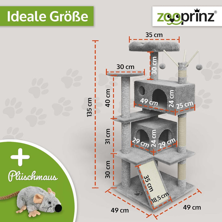 zooprinz Premium Kratzbaum – Grosser XXL Kletterturm für kleine & grosse Katzen - Breiter Kratzbaum