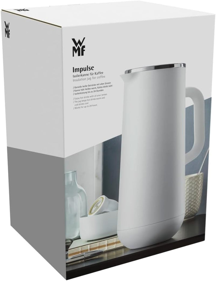 WMF Impulse Thermoskanne 1l, Isolierkanne für Kaffee oder Tee, Drehverschluss, hält Getränke 24h kal