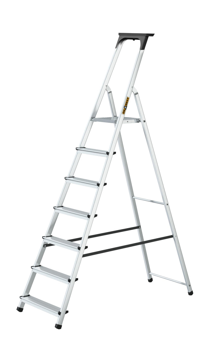 Drabest - Haushaltsleiter - Stehleiter - 7 Stufen - Arbeitshöhe 3,40m - Klappleiter aus Aluminium, m