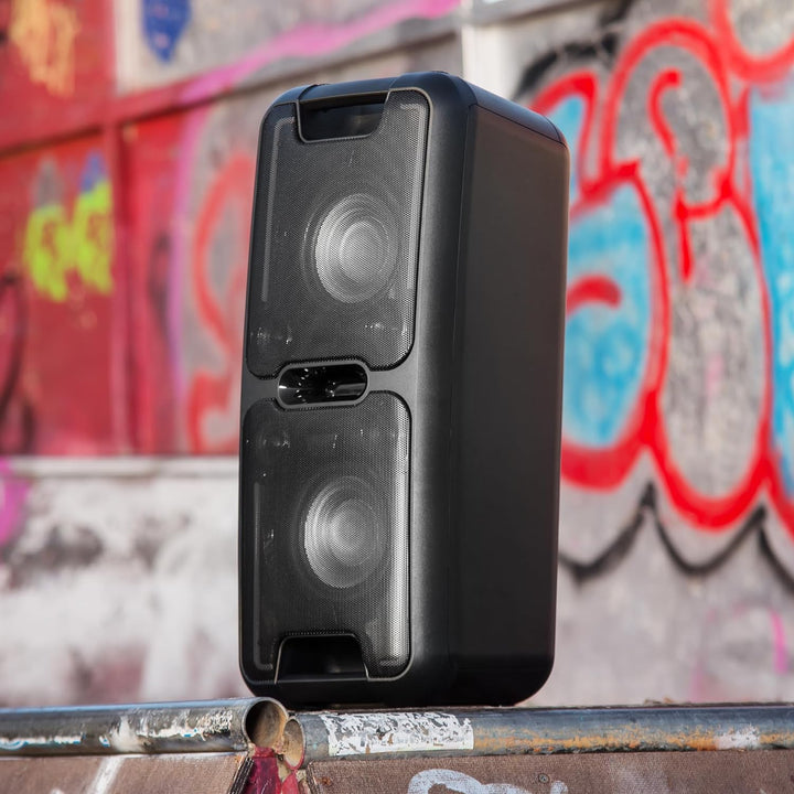 Reflexion PS08BT DJ Karaoke PA-Anlage, mobil mit Akku und Lichteffekten (Bluetooth, USB, AUX, Mikrof