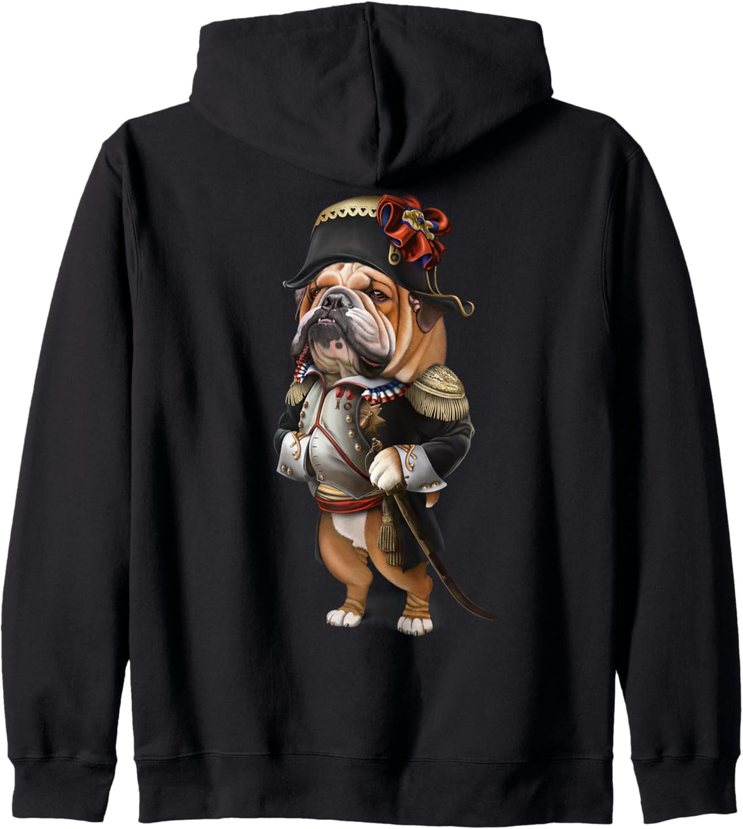 Bulldogge als Kaiser Napoleon Bonaparte aus Frankreich Kapuzenjacke