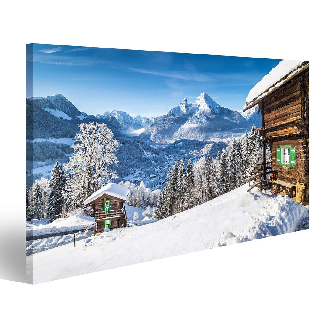 islandburner Bild auf Leinwand Wintermärchenland Berglandschaft In Den Alpen Mit Traditionellen Berg