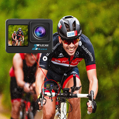 Xilecam Action Cam 4K WiFi wasserdichte Kamera Dual-Bildschirm 131FT Sports Kamera Ultra HD Unterwas