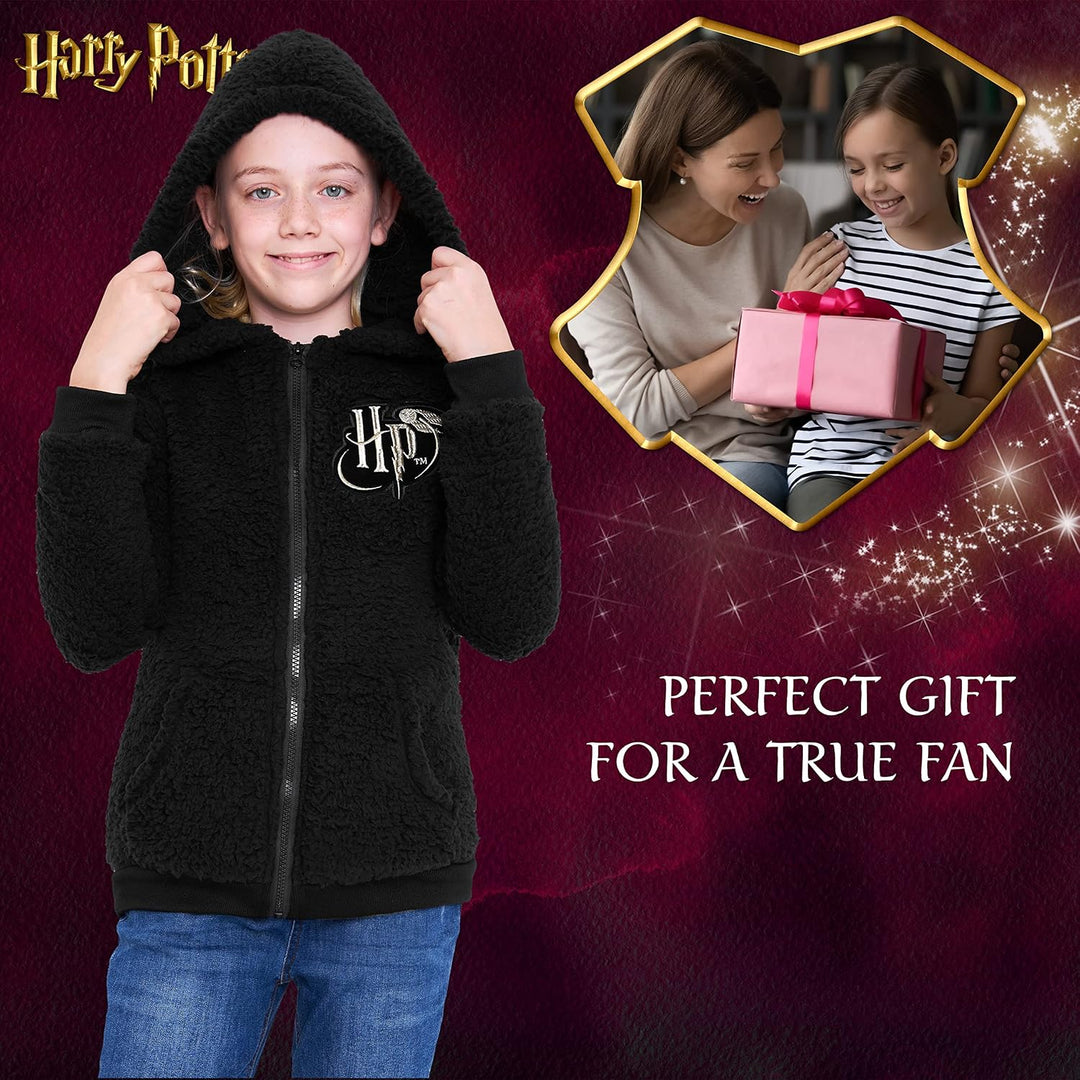 Harry Potter Kapuzenpullover Kinder Teddy Fleece Hoodie Teenager 11-12 Jahre Schwarz Hp Kinder, 11-1