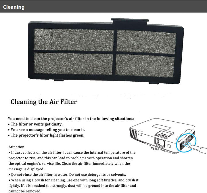 Aimdio Beamer Luftfilter für EPSON ELPAF25 EH-TW450 EB-S7 EB-S8 EB-S9 EB-S10 EB-X8 EB-X9 EB-X7 EB-X7